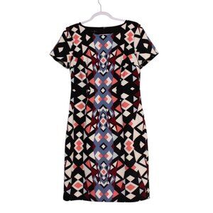 NWOT Talbots Sheath Dress Size 4 Multicolor Geometric Preppy Career Office Work